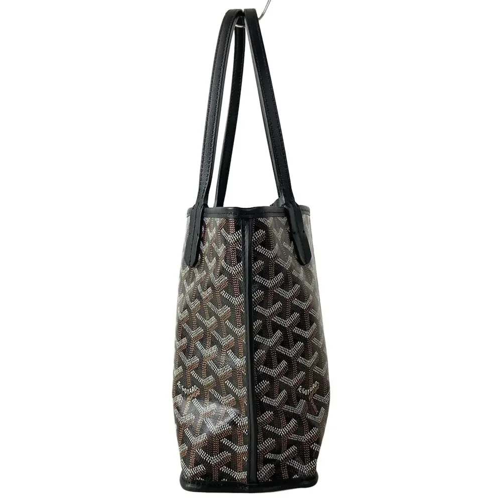 Goyard Ange Mini Handbag Black Dark Brown White chevroche calfskin Canvas